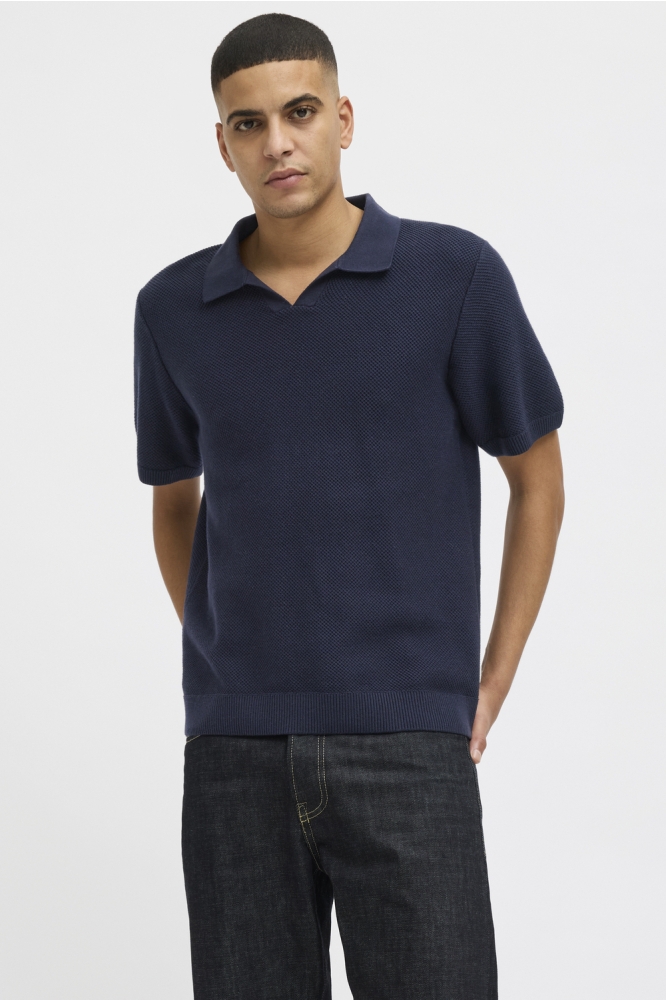 JPRCCEASTON KNIT SPLIT NECK SS SN 12273012 Night Sky